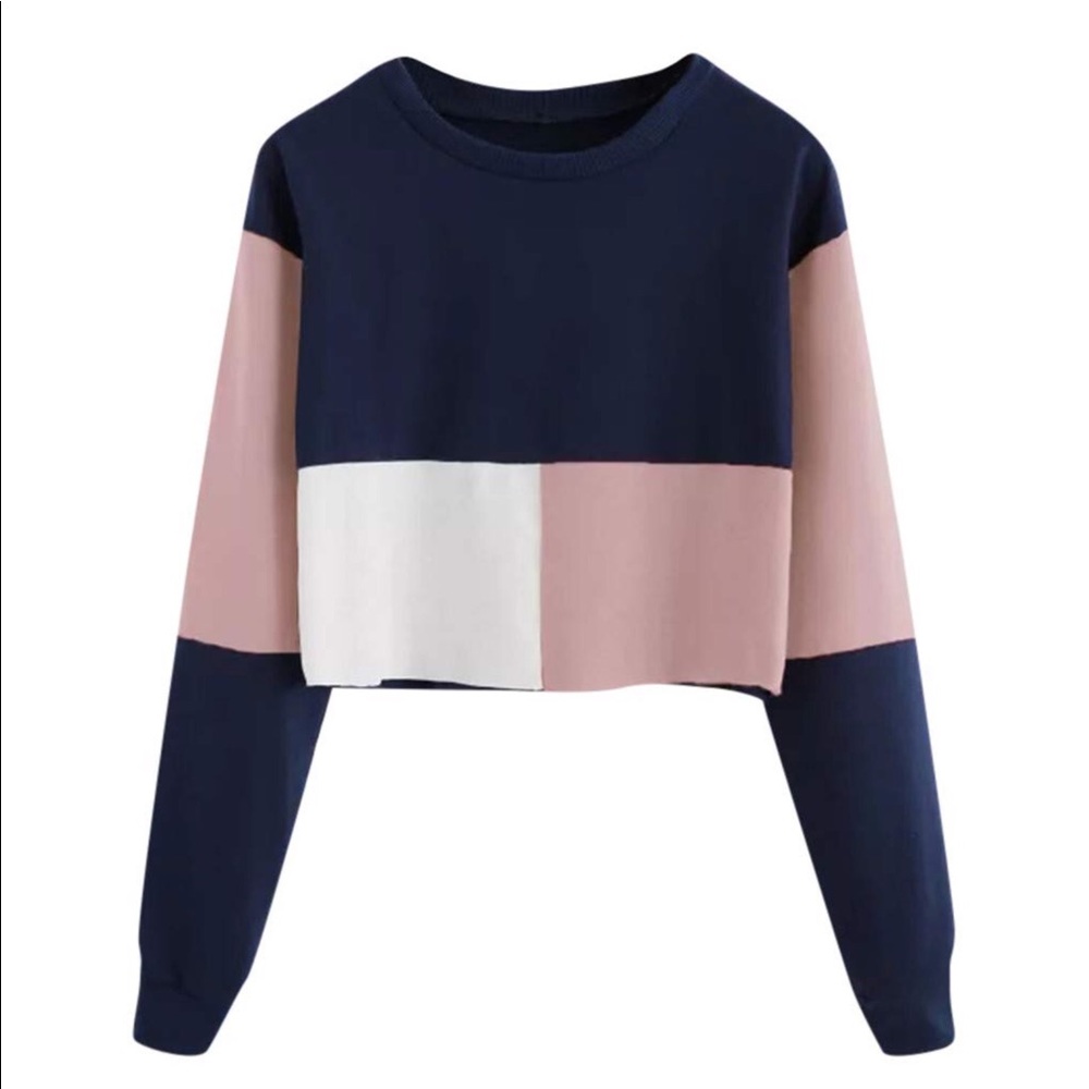 Cropped color block sweater